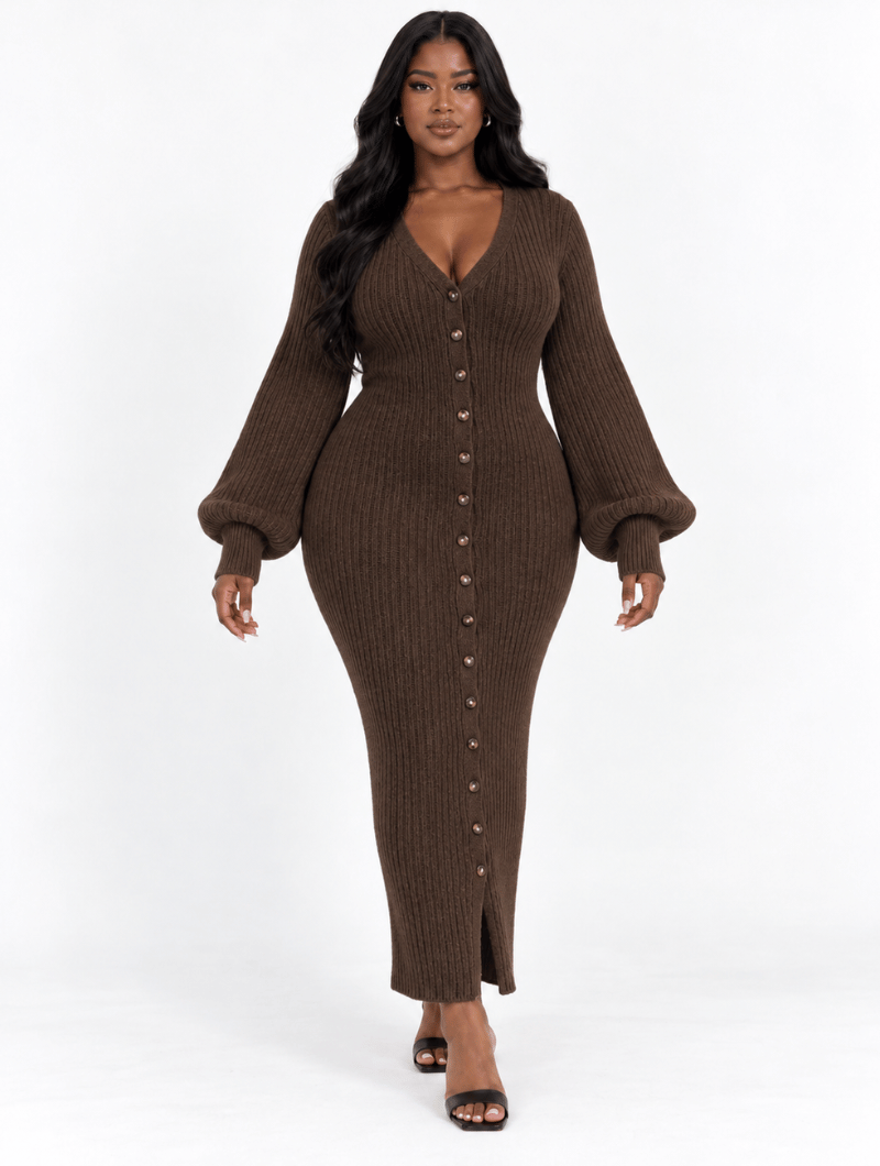 Ribbed Cardigan Maxi Dress
