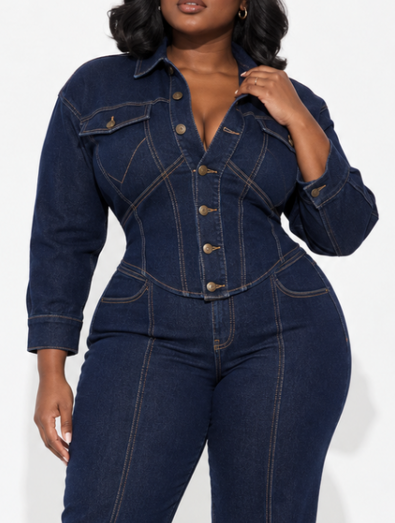 Cinched Corset Denim Set