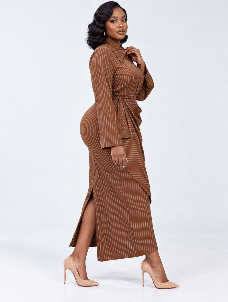Mocha Drape Maxi Dress