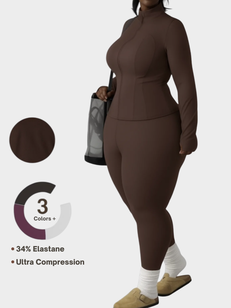 Women's Zip Up Jacket & Leggings Sport Set-(Black Friday)