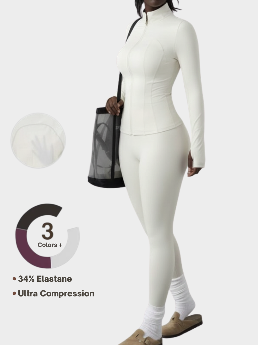 Women's Zip Up Jacket & Leggings Sport Set-(Black Friday)