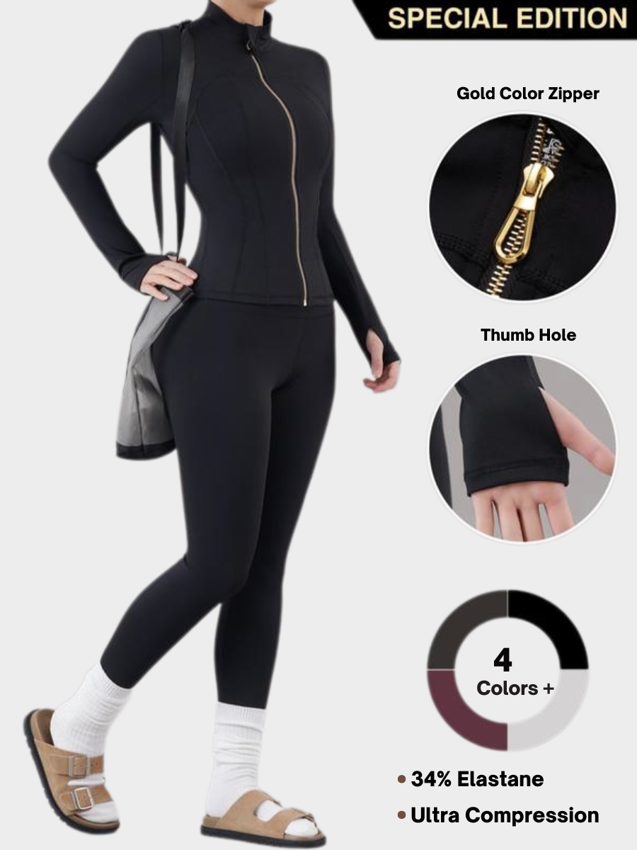 Women's Zip Up Jacket & Leggings Sport Set-(Black Friday)