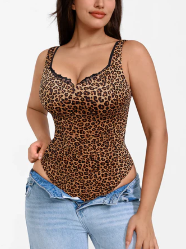LaceTrimmed Deep V Bodysuit