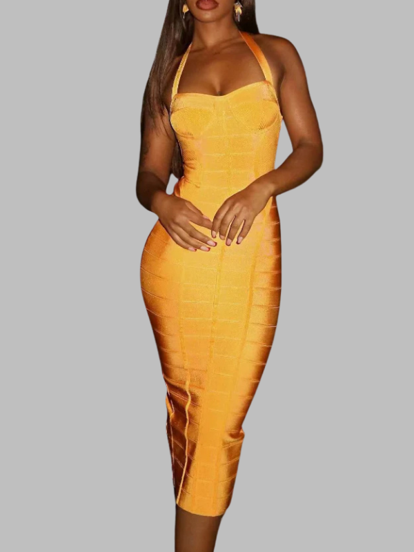 Tangerine Sculpt Bandage Dress