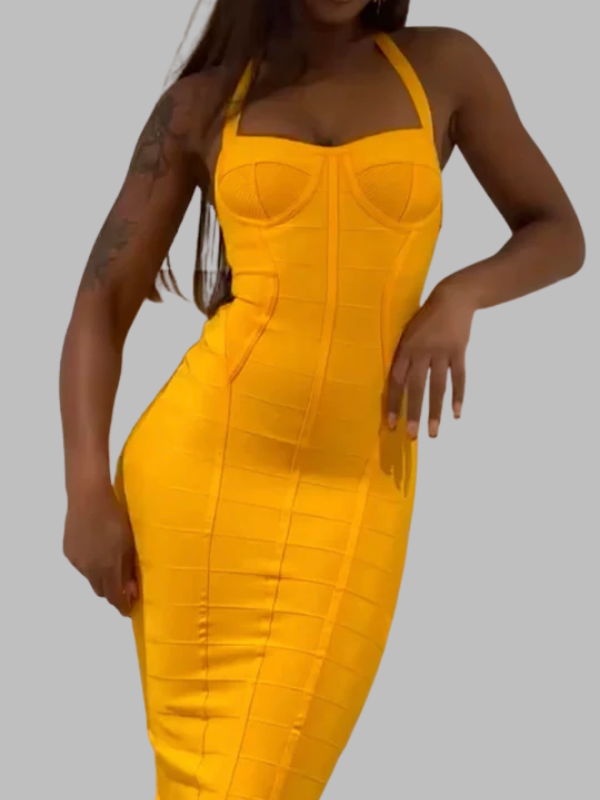 Tangerine Sculpt Bandage Dress
