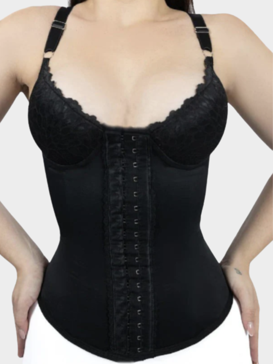 Seamless Satin Corset with Lace Cups