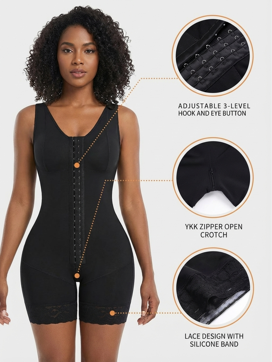 High-compression bra-integrated multi-hook faja