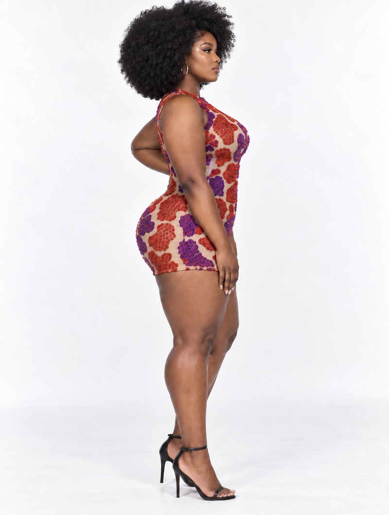 Illusion Gem Mini Dress