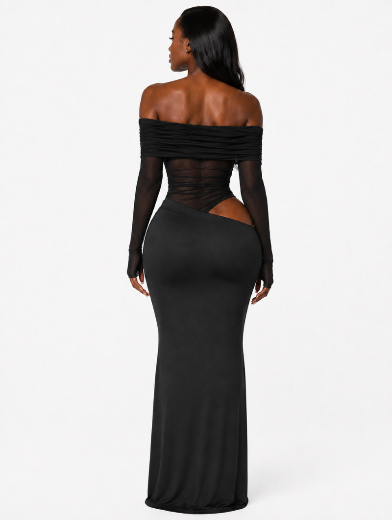 Off-Shoulder Mesh Maxi