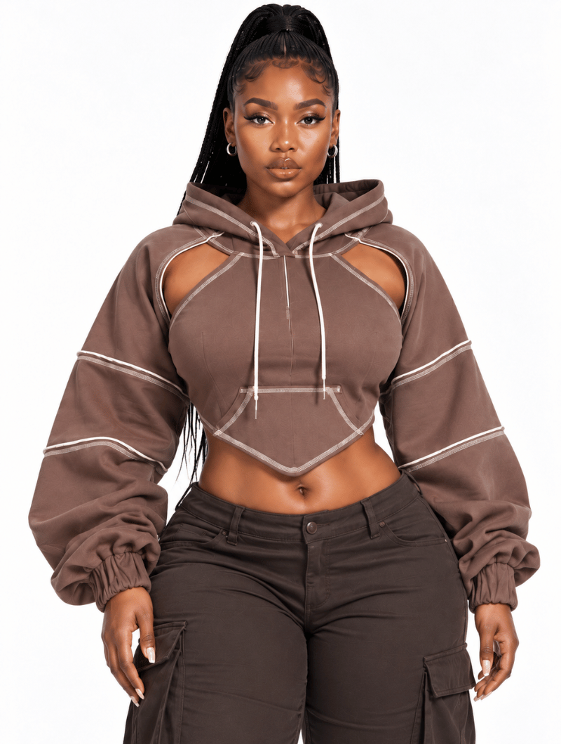 Cutout Tie-Back Hoodie