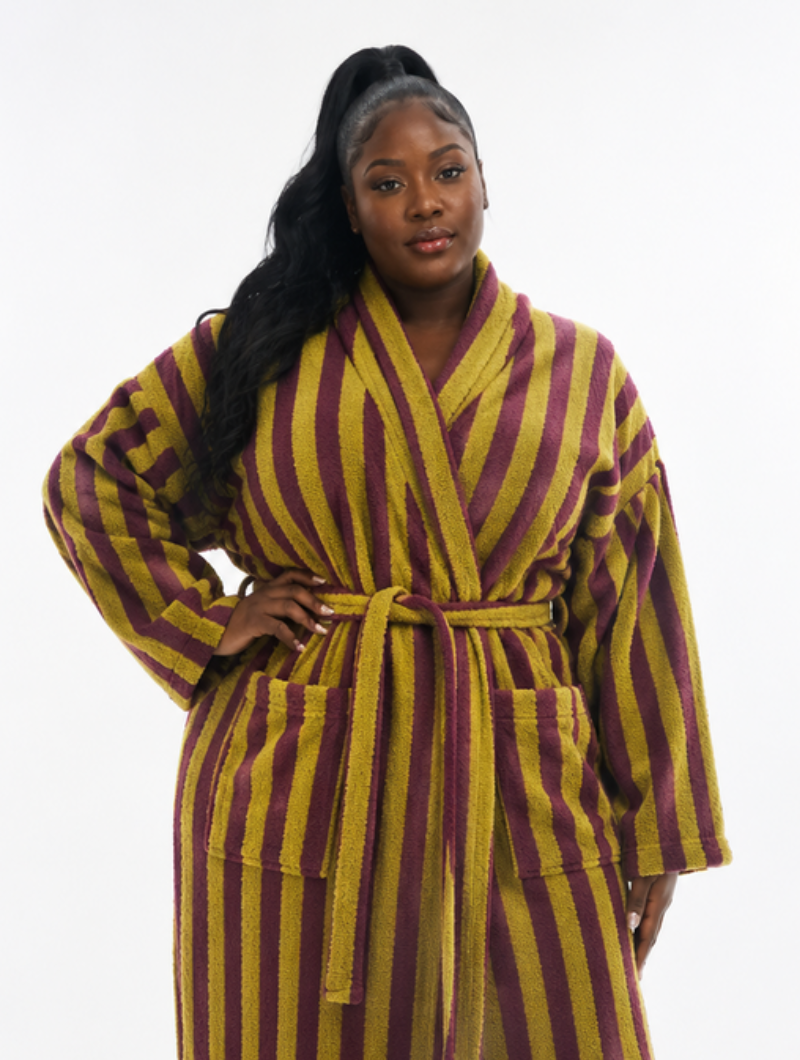 Retro Stripe Plush Robe