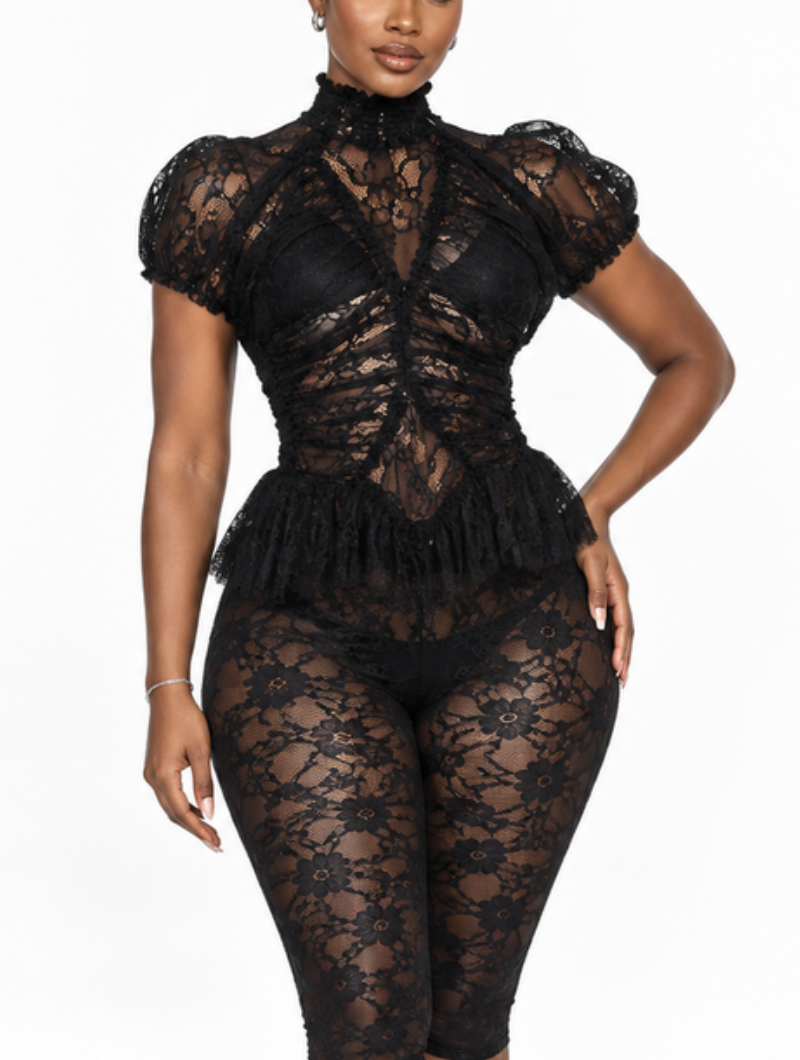 Floral Lace Peplum Set