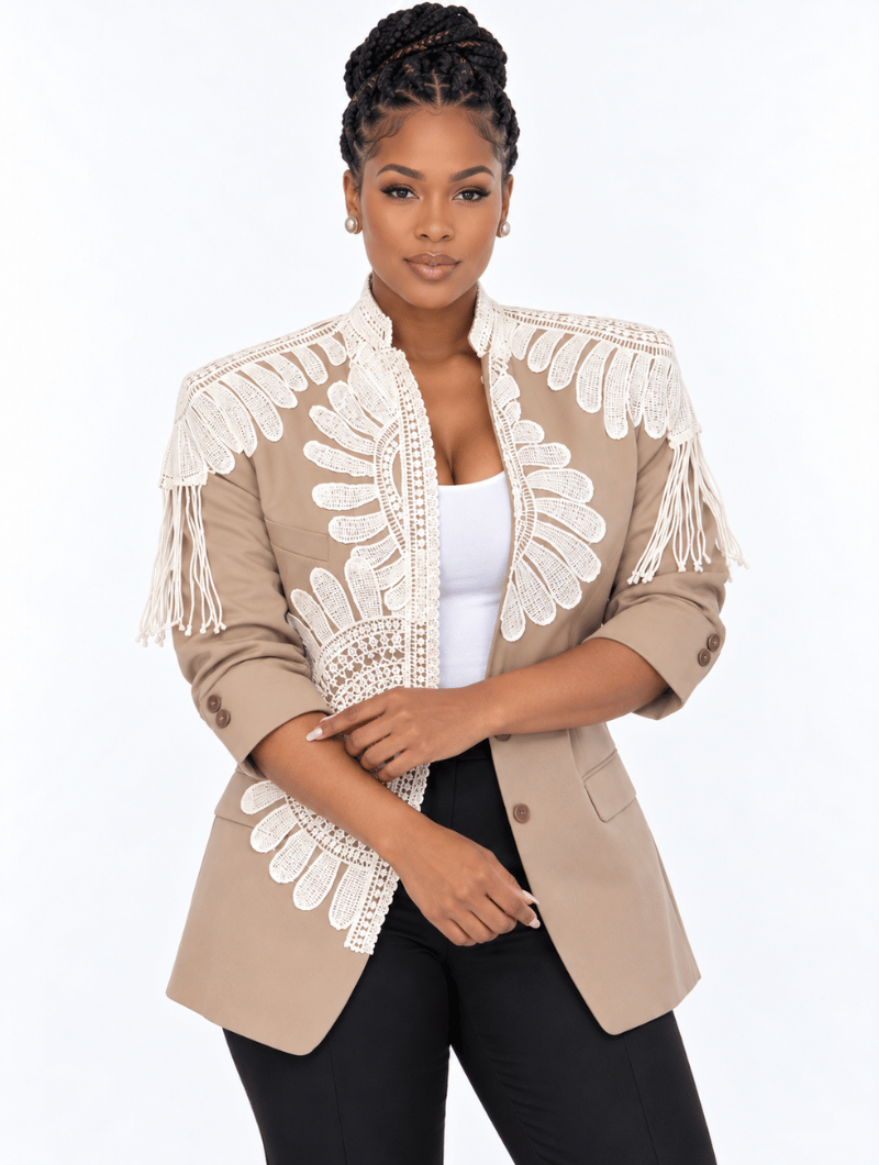Boho Fringe Blazer Set