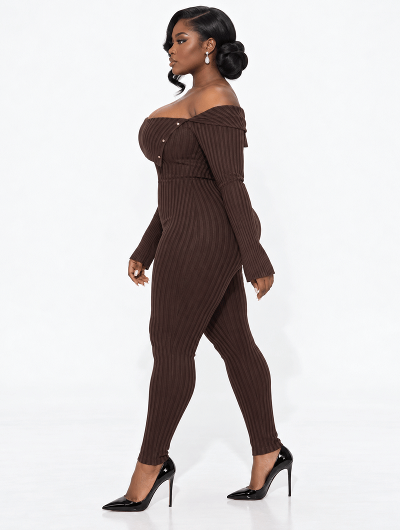 Foldover Rib Knit Catsuit