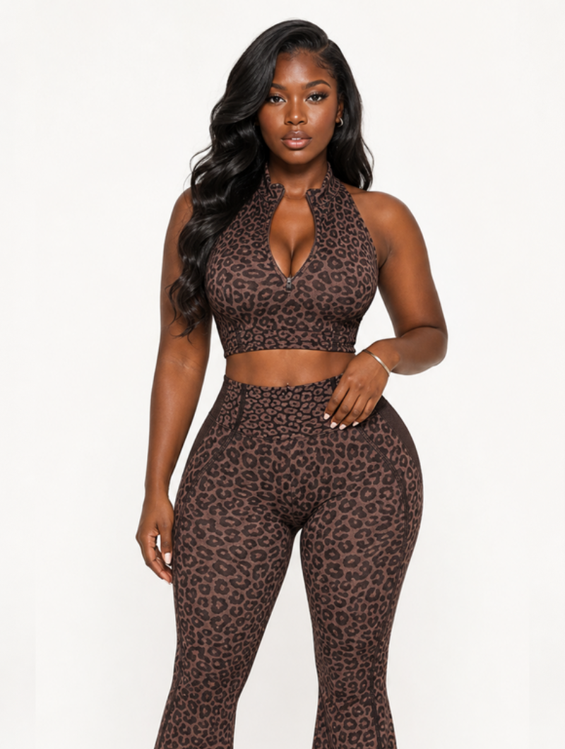 Mocha Leopard Flare Set