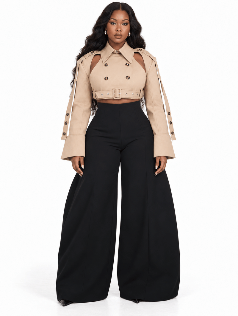 Cropped Cutout Trench Jacket