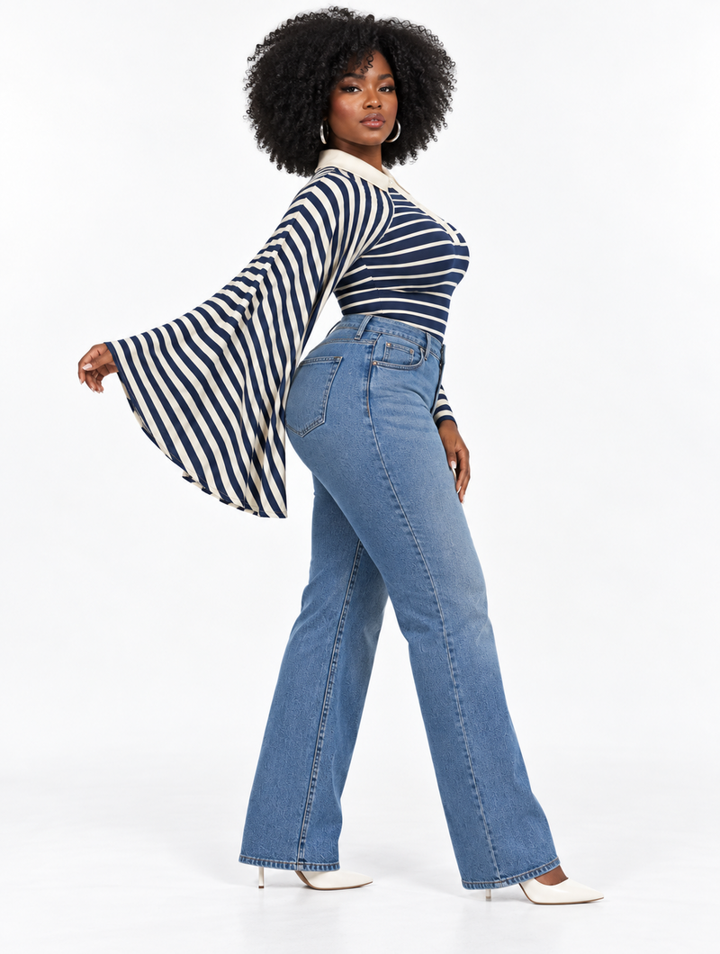 Striped Wing Polo Top
