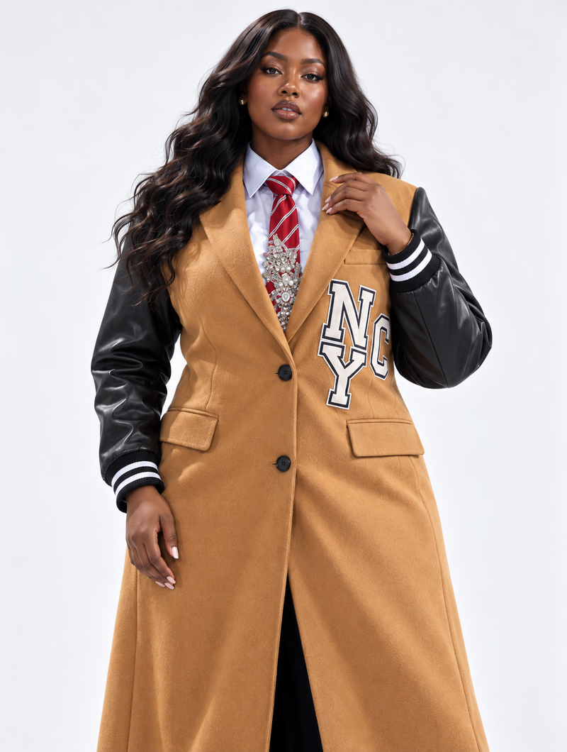 Leather Sleeve Varsity Coat (Pre-Order)