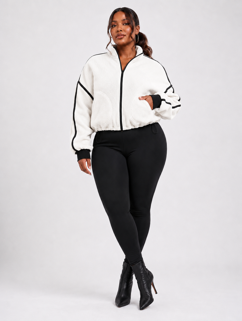 Retro Piping Fleece Jacket
