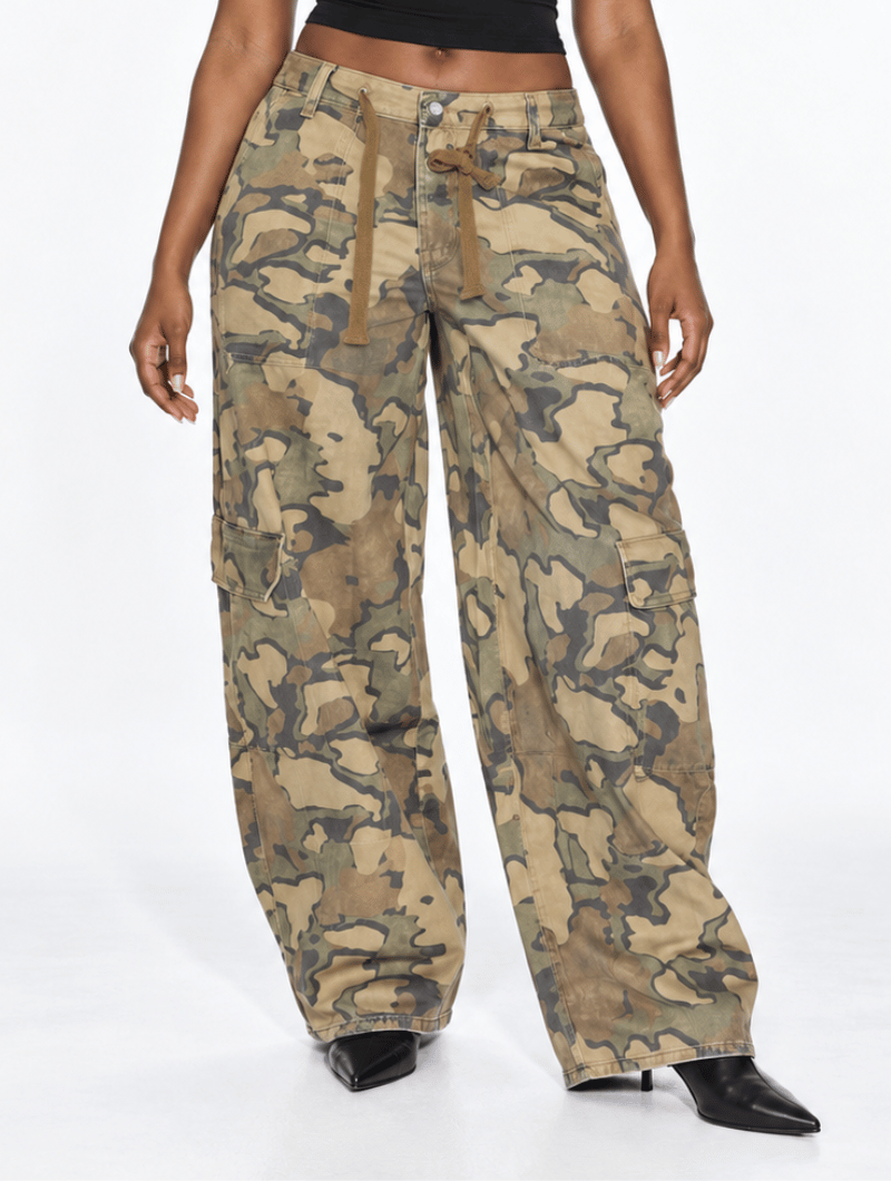 Washed Camo Baggy Cargos