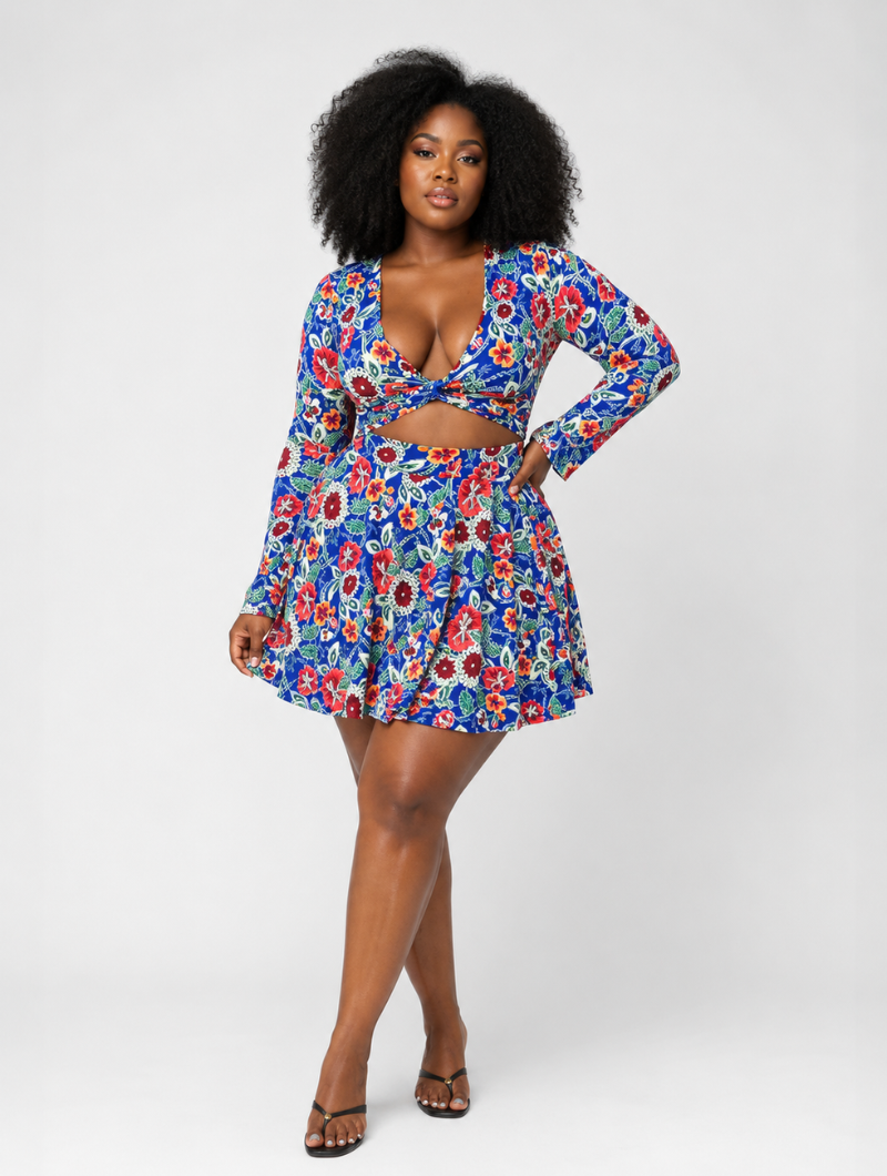 Floral Cutout Mini Dress