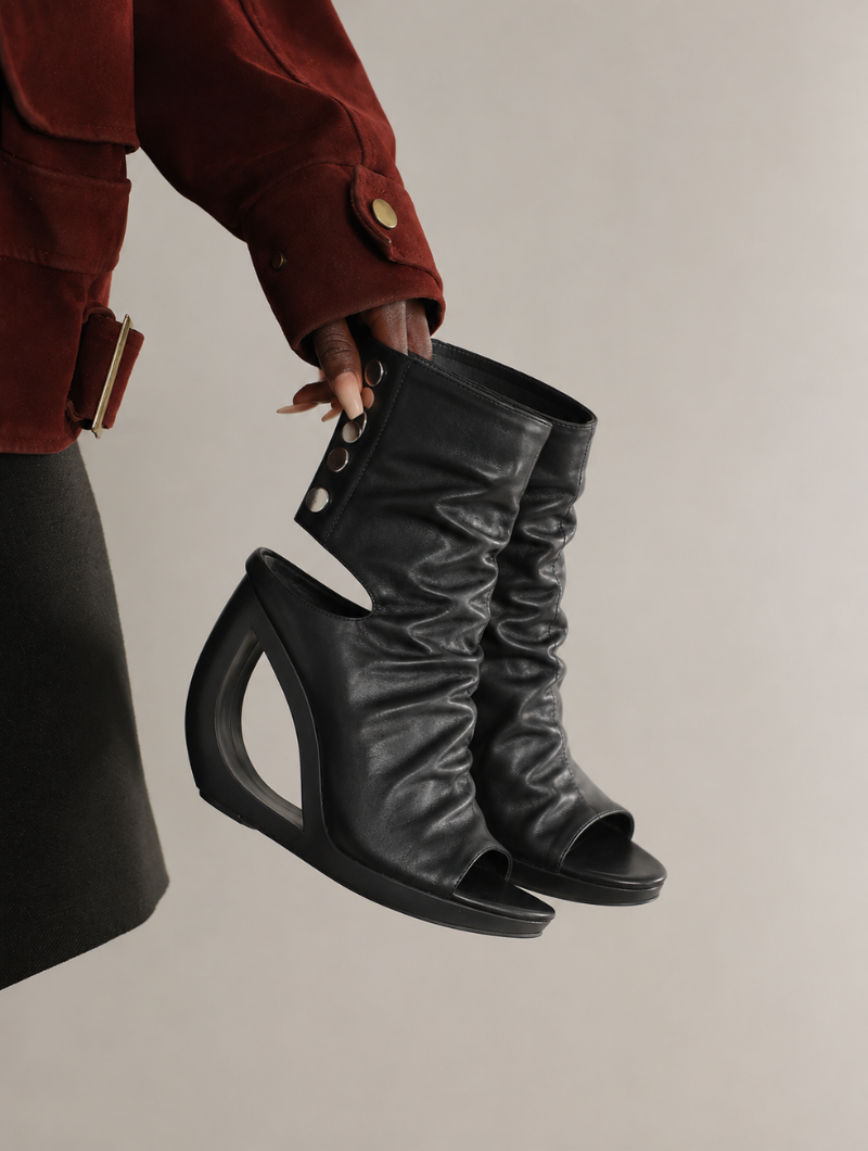Hollow Heel Sandal Booties