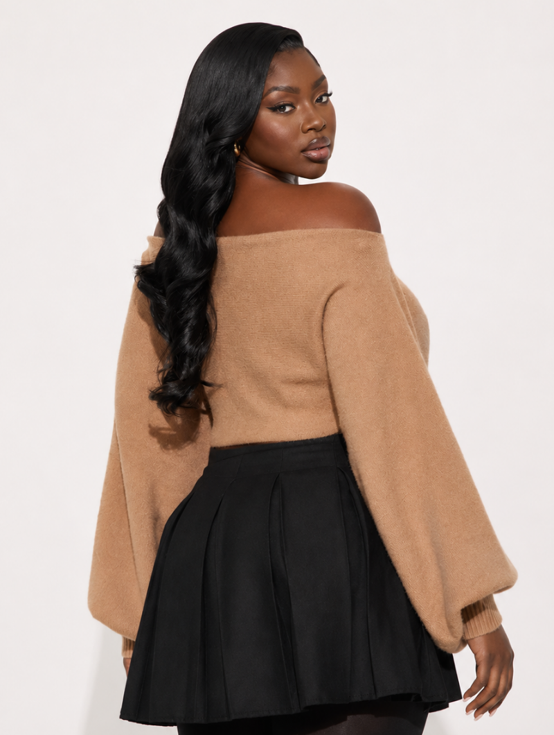 Off-Shoulder Crop Knit
