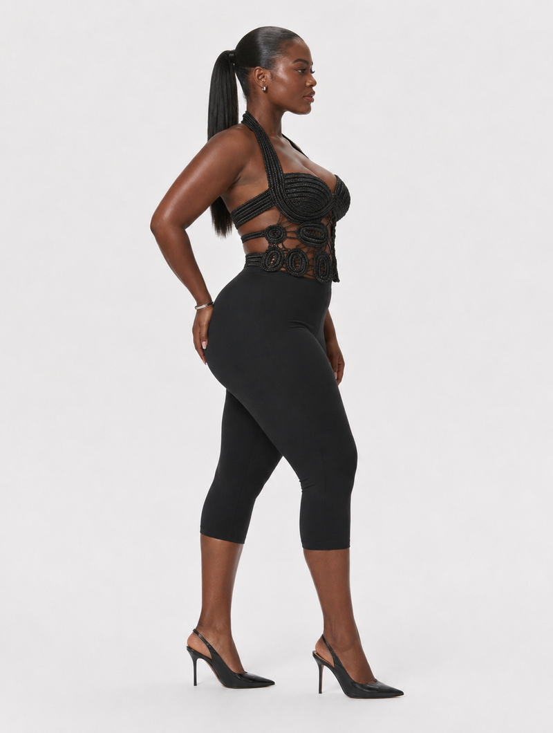Black Crochet Halter Top