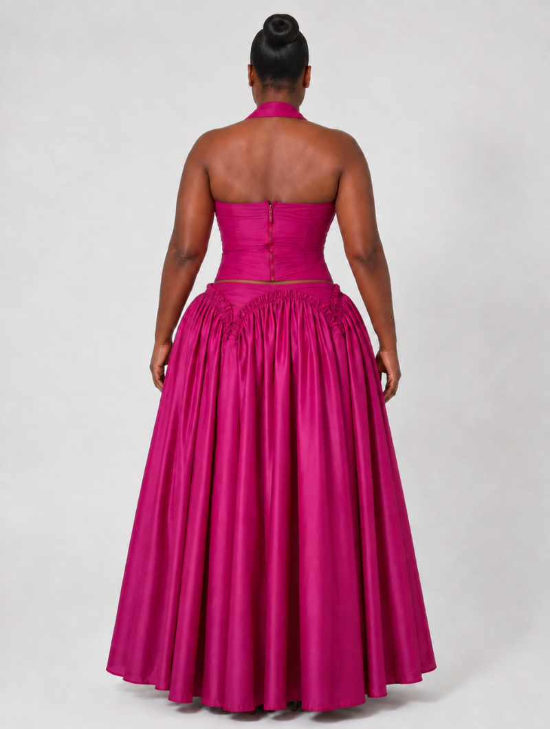 Fuchsia Halter Two-Piece Set