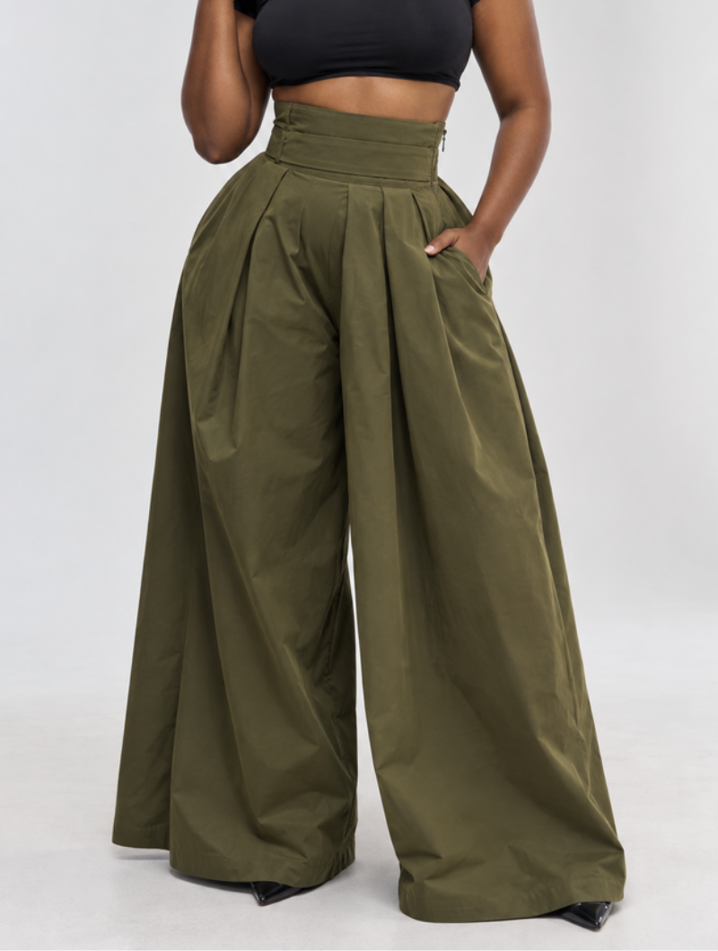 Cinched Drape Wide Pants