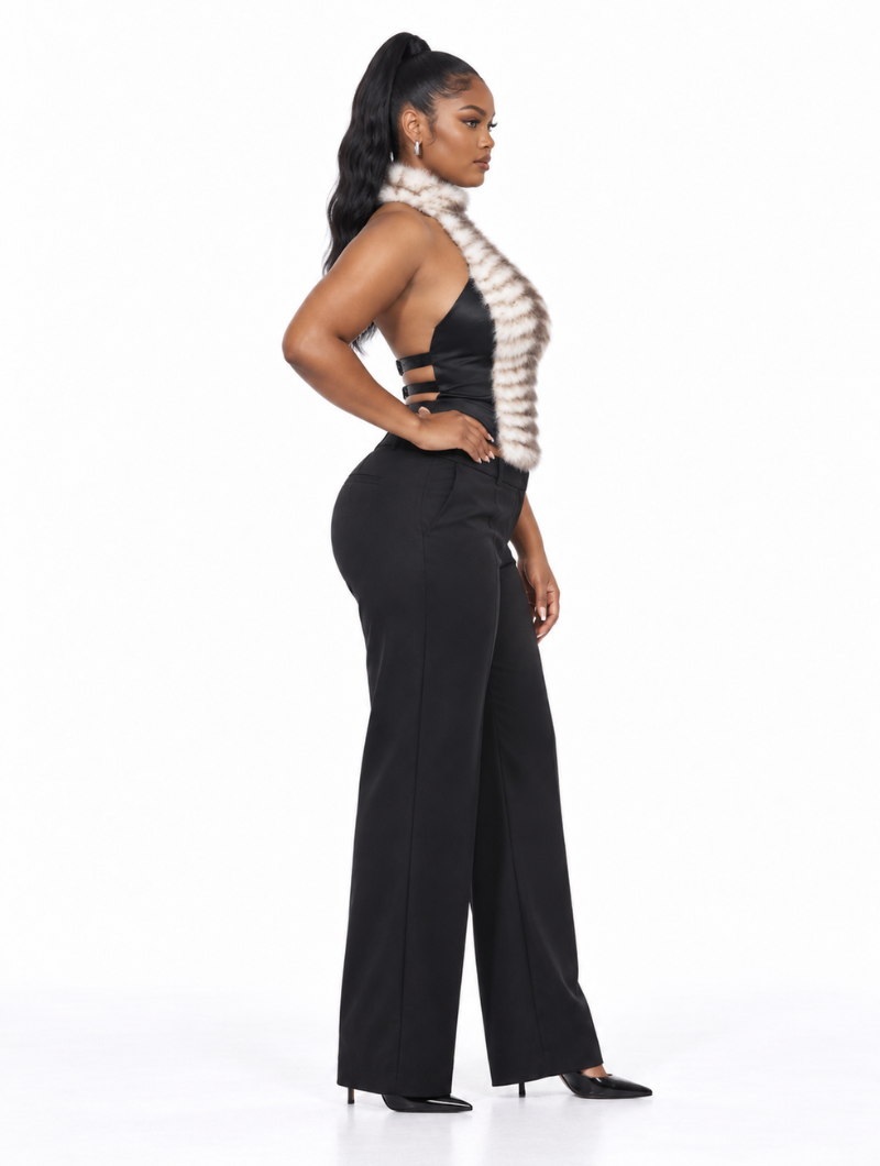Fur Stripe Halter Top