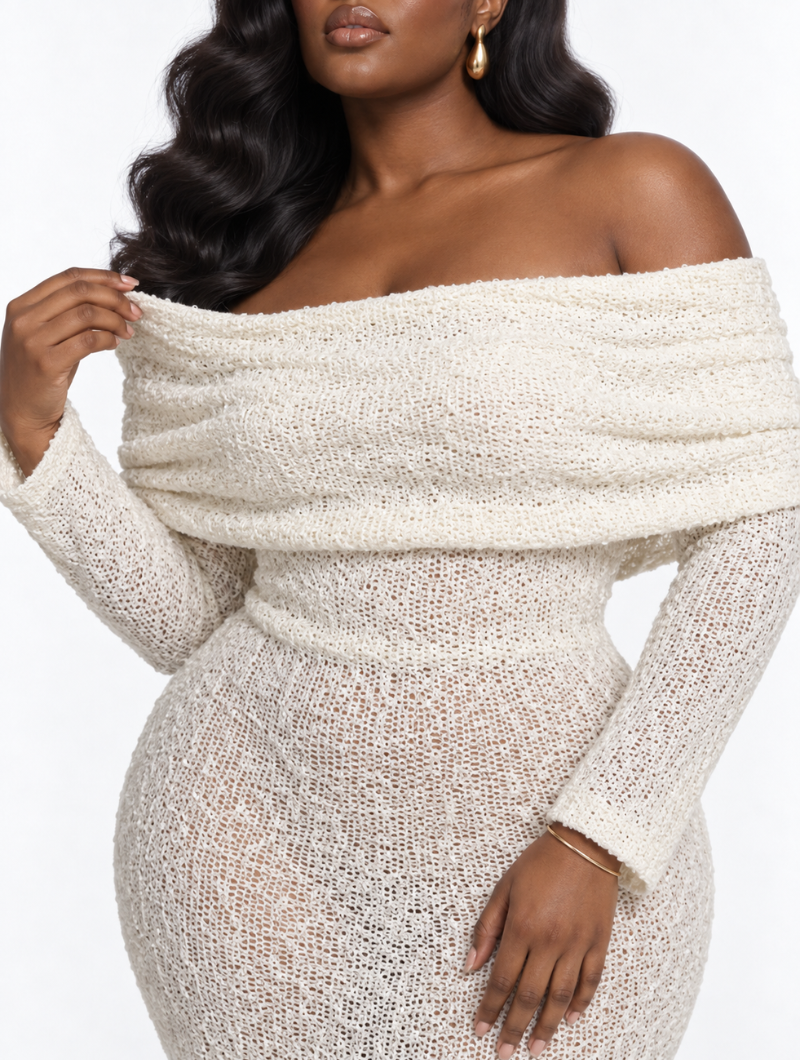 Ivory Foldover Knit Maxi