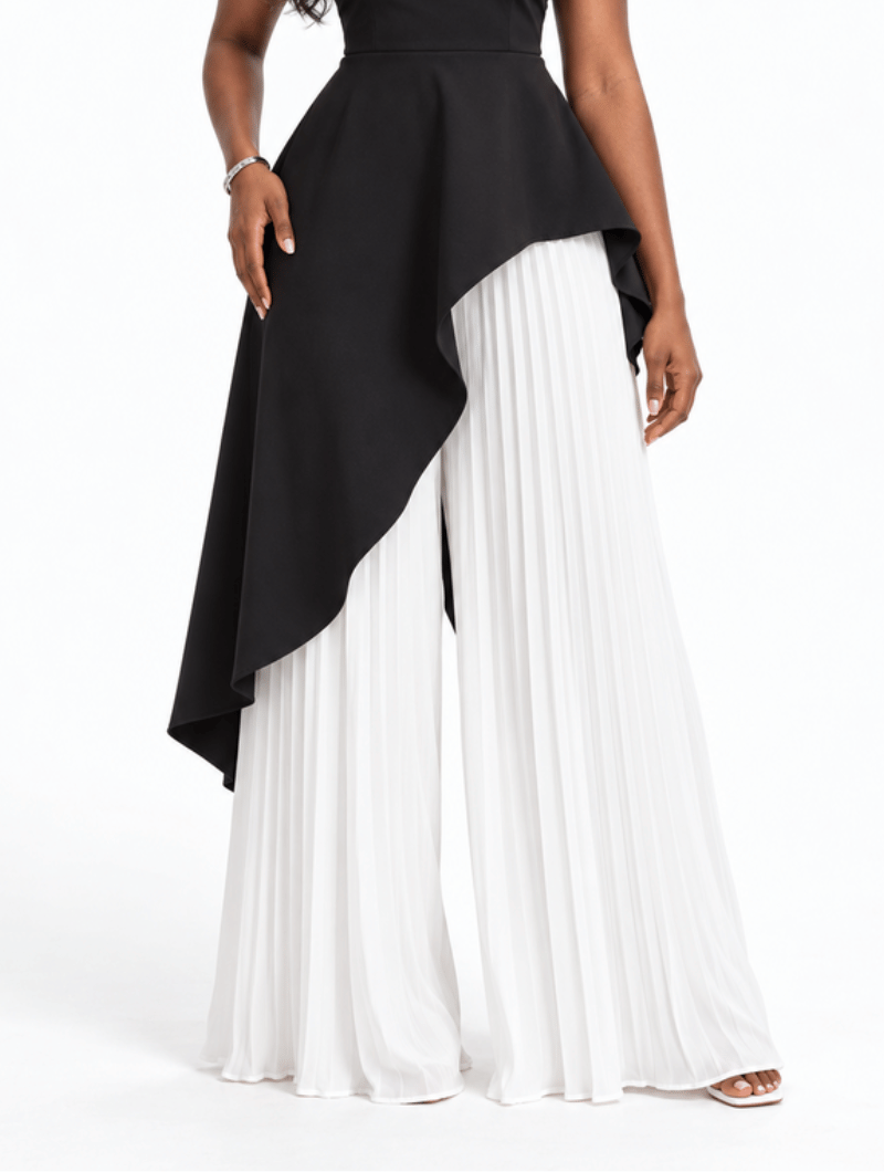 Asymmetric Pleated Pant Set
