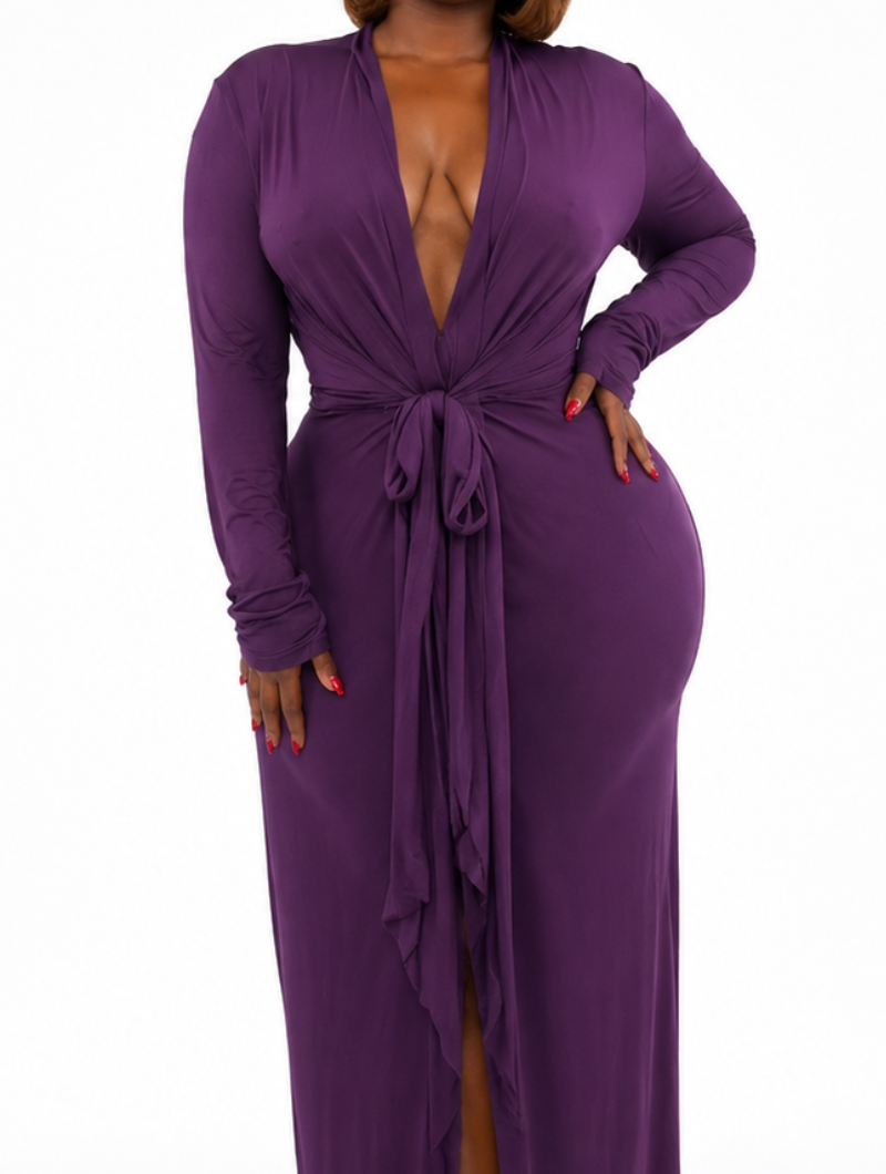 Long Sleeve Plunge Maxi