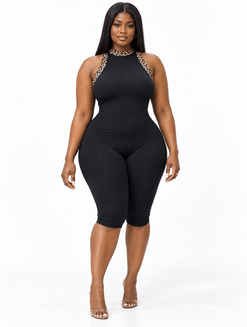 Leopard Accent Sculpt Romper