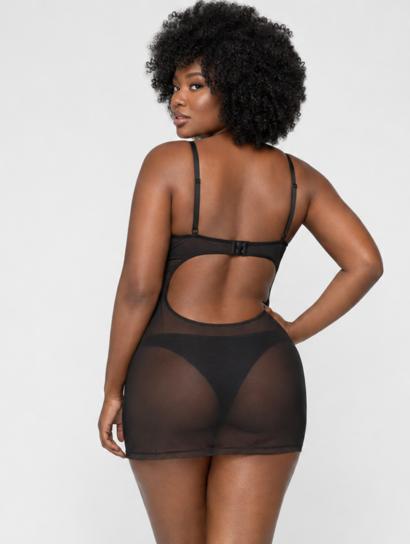Sheer Lace Corset Chemise