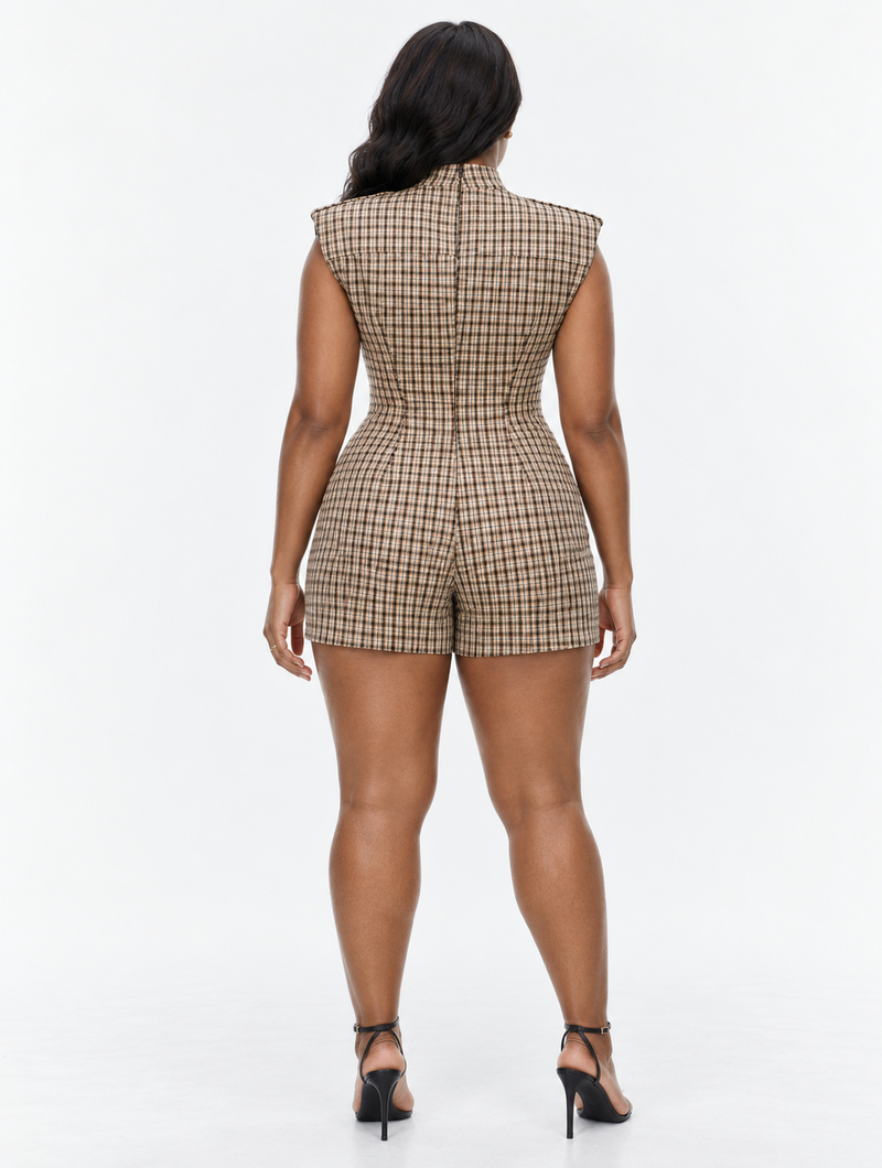 Classic Plaid Skort Playsuit
