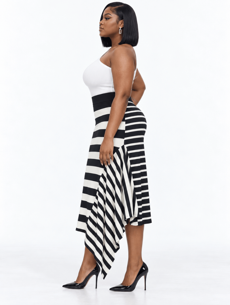 Dual Stripe Flare Skirt