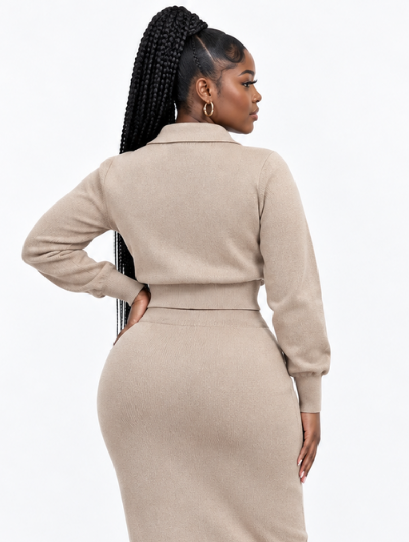 Buttoned Knit Maxi Set