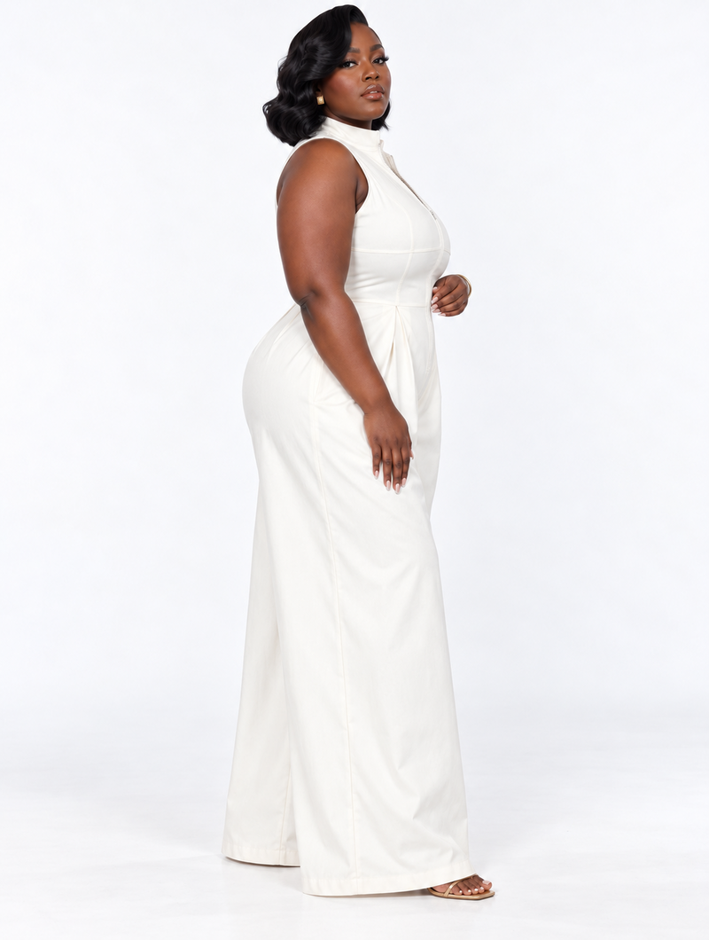 Chic Pleat Wide Jumpsuit