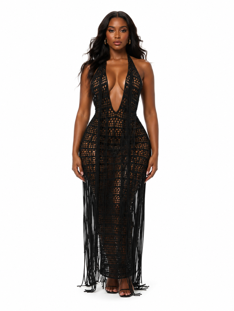 Fringe Crochet Maxi Dress
