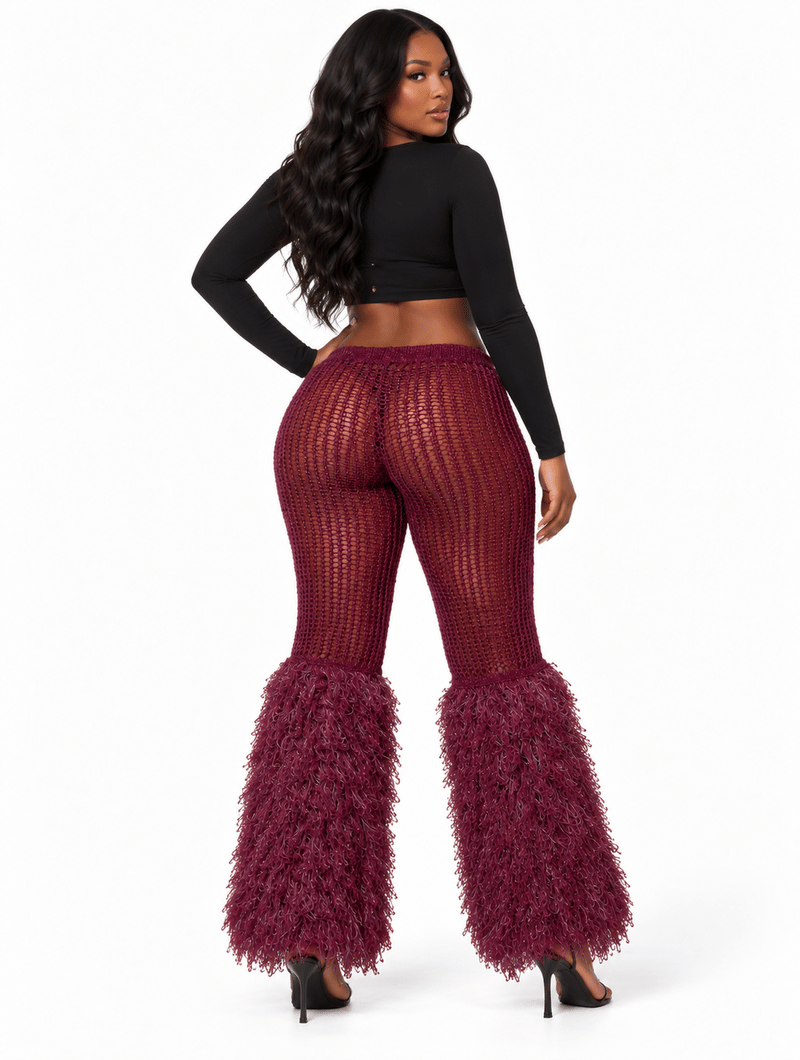 Plum Shaggy Flare Pants