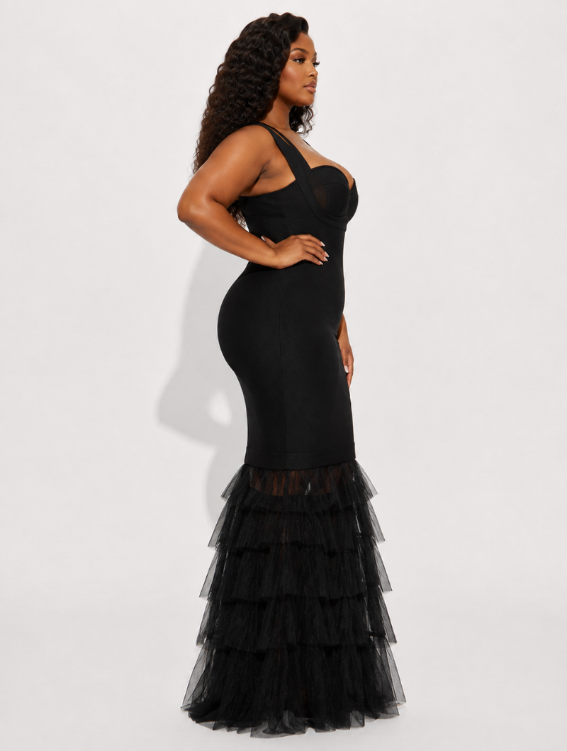 Black Tulle Mermaid Gown