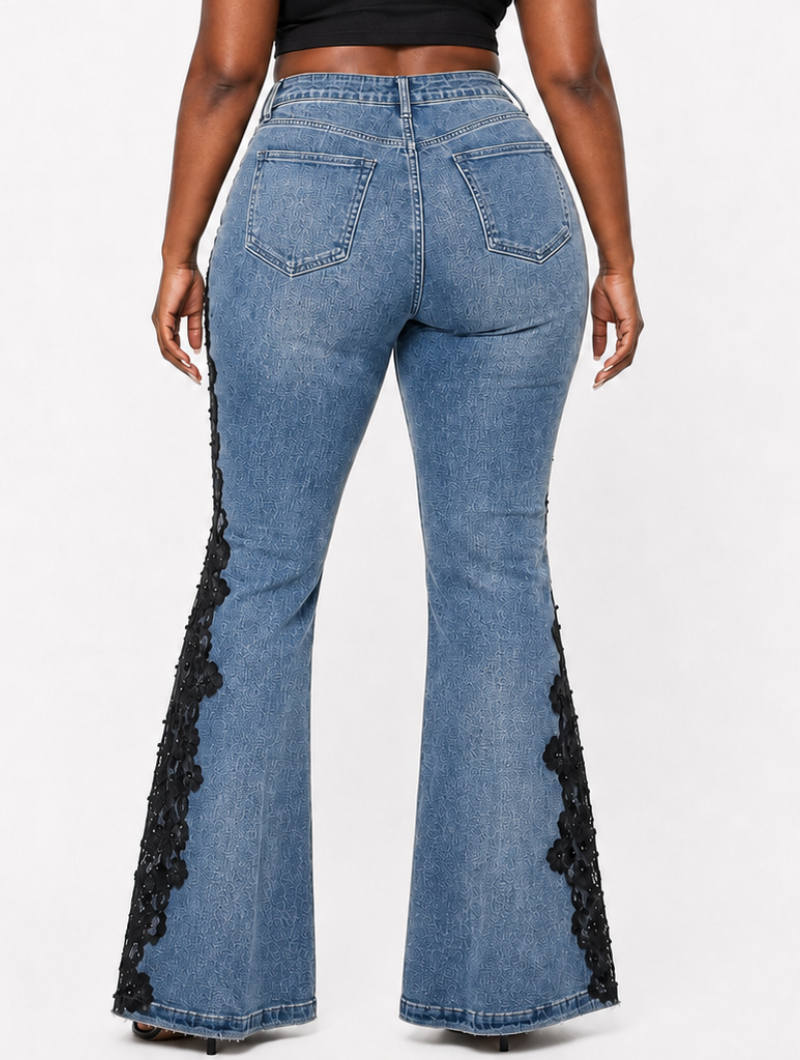 Floral Lace Flare Jeans