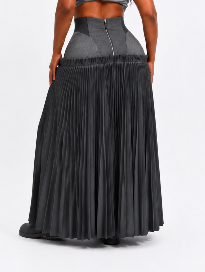 Corset Pleated Maxi Skirt