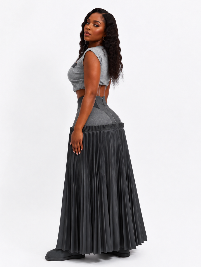 Corset Pleated Maxi Skirt