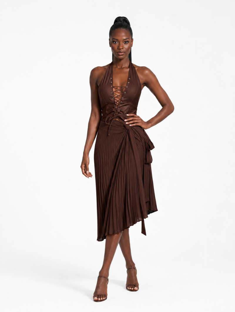 Cocoa Multiway Pleated Wrap