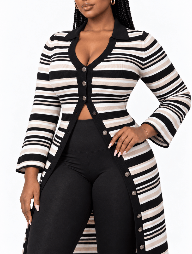 Striped Maxi Duster Cardigan