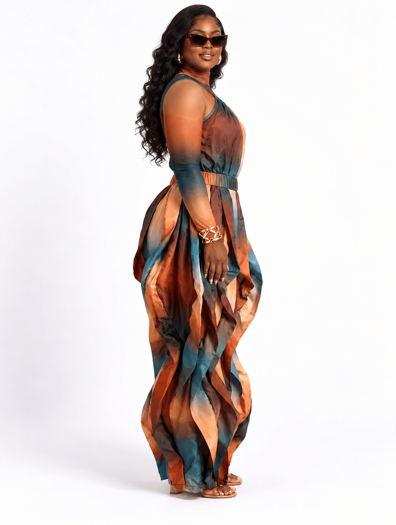 Ombre Wave Jumpsuit Set