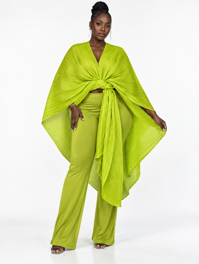 Multiway Pleated Cape Dress